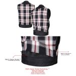 Milwaukee Leather LKM3783 Men’s Classic Black Leather Motorcycle Vest with Inside Flannel Liner - Image 5