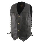 Milwaukee leather LKM3787 Men’s Classic Side Laced Black Leather Motorcycle Rider Biker Vest w/ Ten Pockets - Image 7