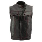 Milwaukee Leather Men’s Redline Ledger Club‑Style Motorcycle Premium Leather Vest w/ Red Stitching LKM3788 - Image 7