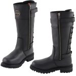Milwaukee Leather MBL9385 Women’s Black Leather 15-Inch Calf Laced Motorcycle Riding Boots with Side Zipper - Image 6