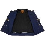 Milwaukee Leather MDM3004 Men’s Brute Dual Closure Blue Denim and Black Leather Club Style Vest - Image 6