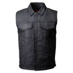 Milwaukee Leather MDM3030 Men’s Black Waxy Coated Denim Club Style Motorcycle Rider Vest w/ Shirt Collar - Image 16