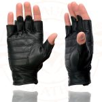 Milwaukee Leather MG7548 Men’s Black Leather Mesh Gel Palm Fingerless Reflective Motorcycle Gloves - Image 8