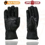 Milwaukee Leather MG7575 Men’s Black Premium Leather Long Wrist Gloves with Zipper Top - Image 6