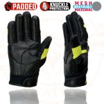 Milwaukee Leather MG7740 Women’s Padded Black Leather and Neon Green Mesh Racing Motorcycle Rider Gloves - Image 6