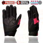 Milwaukee Leather MG7740 Women’s Black Leather and Hot Pink Mesh Racing Motorcycle Gloves W/ Padded Knuckle and Fingers - Image 6