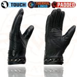 Milwaukee Leather MG7755 Women’s Black Leather ‘I – Touchscreen Compatible’ Thermal Lined Motorcycle Gloves W/ Gel Palm - Image 6