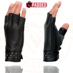 Milwaukee Leather MG7761 Women’s Black Leather Gel Palm Fingerless Motorcycle Hand Gloves W/ Stylish ‘Wrist Detailing’ - Image 7
