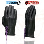 Milwaukee Leather MG7771 Women’s Black/ Purple ‘I – Touchscreen Compatible’ Laced Wrist Motorcycle Hand Gloves W/ Gel Palm - Image 6