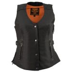 Milwaukee Leather MLL4565 Women’s Black Fringed Leather Rivet Detail Side Buckle and Zipper Motorcycle Rider Vest - Image 10