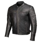 Milwaukee Motorcycle Clothing Co. Men’s Contender Scooter Style Black Premium Leather Jacket MMC10001 - Image 15