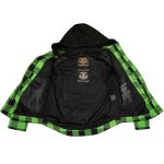 Milwaukee Leather Men’s Titans Green and Black Plaid Hooded Riding Shirt w/ CE Armor & Aramid Fiber Panels – MPM1659 - Image 13