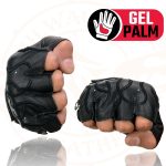 Milwaukee Leather SH198 Men’s Black Leather Gel Padded Palm Fingerless Motorcycle Gloves w/ Flame Embroidery - Image 7