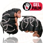 Milwaukee Leather SH198 Women’s Black Leather Gel Padded Palm Fingerless Motorcycle Gloves w/ Flame Embroidery - Image 6