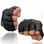 Milwaukee Leather SH216 Men’s Black Leather Gel Padded Palm Fingerless Motorcycle Hand Gloves W/ Breathable ‘Open Knuckle’ - Image 7
