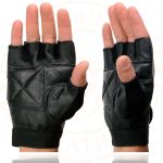 Milwaukee Leather SH217 Men’s Black Leather Gel Padded Palm Fingerless Motorcycle Hand Gloves W/ Breathable ‘Mesh Material’ - Image 8