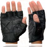 Milwaukee Leather SH219 Men’s Black Leather Gel Padded Palm Fingerless Motorcycle Hand Gloves W/ Breathable ‘Mesh Material’ - Image 6