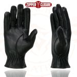 Milwaukee Leather SH226D Men’s Black Unlined Leather Lightweight Motorcycle Hand Gloves W/ Wrist Zipper Closure - Image 6