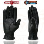 Milwaukee Leather SH226TH Men’s Black Thermal Lined Leather Motorcycle Hand Gloves W/ Wrist Zipper Closure - Image 6