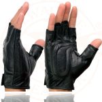 Milwaukee Leather SH351 Men’s ‘Flaming Skull’ Black Leather Fingerless Gloves - Image 6