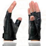Milwaukee Leather SH354 Men’s ‘Iron Cross’ Black Leather Fingerless Gloves - Image 6