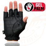 Milwaukee Leather SH357 Men’s Black Leather Gel Padded Palm Fingerless Motorcycle Hand Gloves W/ ‘Welted Perforated Leather’ - Image 2