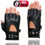 Milwaukee Leather SH461 Women’s Black Leather Gel Palm Fingerless Motorcycle Hand Gloves - Image 6