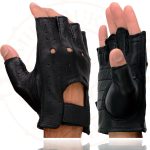 Milwaukee Leather SH851 Men’s USA Deer Skin Leather Black Gel Padded Palm Fingerless Motorcycle Riders Gloves - Image 7