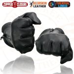 Milwaukee Leather SH866 Men’s Thermal Lined USA Deerskin Leather Black Motorcycle Gloves w/ Zipper Closure - Image 6