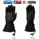 Milwaukee Leather Men’s Black Soft Leather Gauntlet Motorcycle Hand Gloves-Waterproof Gel Palm Reflective Piping SH873 - Image 7