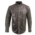 Milwaukee Leather MLM1612 Men’s Distressed Grey Casual Biker Rider Leather Shirt w/ Vintage 5 Cent Buffalo Buttons - Image 12