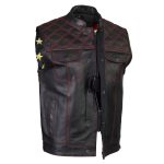 Milwaukee Leather LKM3782 Men’s Classic Black Premium Leather Motorcycle Vest with USA Flag Liner - Image 6