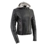 Milwaukee Leather LKL2737 Women’s Black Premium Leather Motorcycle Biker Racer Style Scuba Jacket w/ Hoodie - Image 10