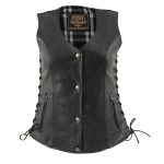 Milwaukee Leather LKL4710 Women’s Black Premium Leather Motorcycle Biker Rider Vest w/ Snap Button Closure - Image 10