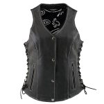 Milwaukee Leather LKL4711 Women’s Black Premium Leather Motorcycle Vest with Side Lace Adjustment - Image 7