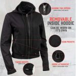 Milwaukee Leather Women’s Tara Black Leather Motorcycle Rider 2-in-1 Convertible Hoodie Jacket Vest – LKL4712 - Image 7