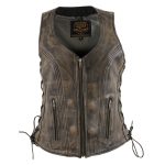 Milwaukee Leather Women’s Bella Distressed Brown Leather Motorcycle Vest with Side Laces – LKL4719 - Image 10