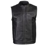 Milwaukee Leather LKM3783 Men’s Classic Black Leather Motorcycle Vest with Inside Flannel Liner - Image 6