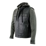 Milwaukee Leather LKM3785 Men’s 2 in 1 Classic Black Premium Leather Motorcycle Hoodie Jacket w/ Convertible Vest - Image 9