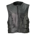 Milwaukee Leather LKM3786 Men’s Swat Style Black Leather Motorcycle Riders Vest w/ Adjustable Side Velcro - Image 5