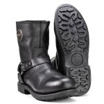 Milwaukee Leather MBM9042 Men’s Black Ruf Leather Short Harness Motorcycle Boots w/ Inside Zipper
