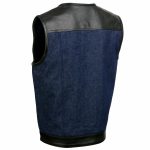 Milwaukee Leather MDM3004 Men’s Brute Dual Closure Blue Denim and Black Leather Club Style Vest - Image 7