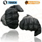 Milwaukee Leather MG7526 Men’s Black Leather i-Touch Screen Compatible Gel Palm Racer Motorcycle Gloves w/ Finger Protection - Image 8