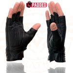 Milwaukee Leather MG7761 Women’s Black Leather Gel Palm Fingerless Motorcycle Hand Gloves W/ Stylish ‘Wrist Detailing’ - Image 8