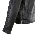 Milwaukee Leather Men’s Black Cafe Racer Leather Jacket with Snap Button Collar SFM1835 - Image 7