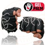 Milwaukee Leather SH198 Men’s Black Leather Gel Padded Palm Fingerless Motorcycle Gloves w/ Grey Flame Embroidery - Image 8