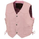 Milwaukee Leather SH2011LPNK Girls Pink Classic Three Snap Leather Vest - Image 6