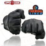 Milwaukee Leather SH226TH Men’s Black Thermal Lined Leather Motorcycle Hand Gloves W/ Wrist Zipper Closure - Image 7