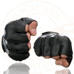 Milwaukee Leather SH352 Men’s Black Leather Gel Padded Palm Fingerless Motorcycle Hand Gloves W/ ‘Embroidered Flaming Eagle’ - Image 7