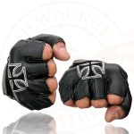 Milwaukee Leather SH354 Men’s ‘Iron Cross’ Black Leather Fingerless Gloves - Image 7